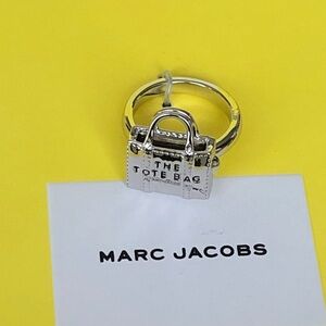 Marc Jacobs Light Antique Silver Mini Tote Cocktail Ring Size 7 NWT, Box & Pouch